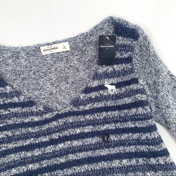 Abercrombie gray and navy striped front sweater - Picture 2 of 4